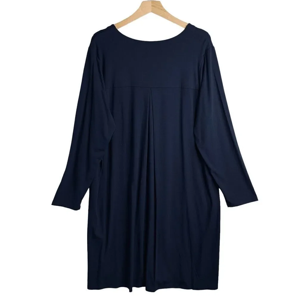 J Jill Navy V Neck Long Sleeve T-Shirt Shift Dress Womens Size XL NWT $99 - Picture 6 of 9